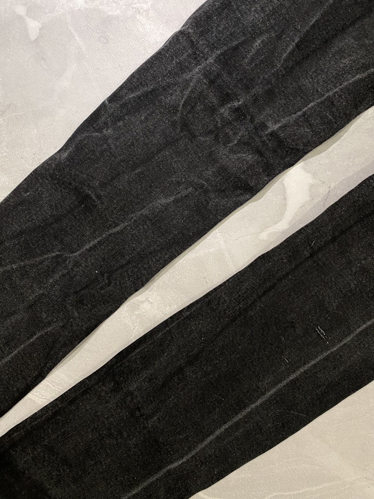 Vintage Black Distressed Skinny Fit Jeans Y2K Size US 31 - 12 Thumbnail