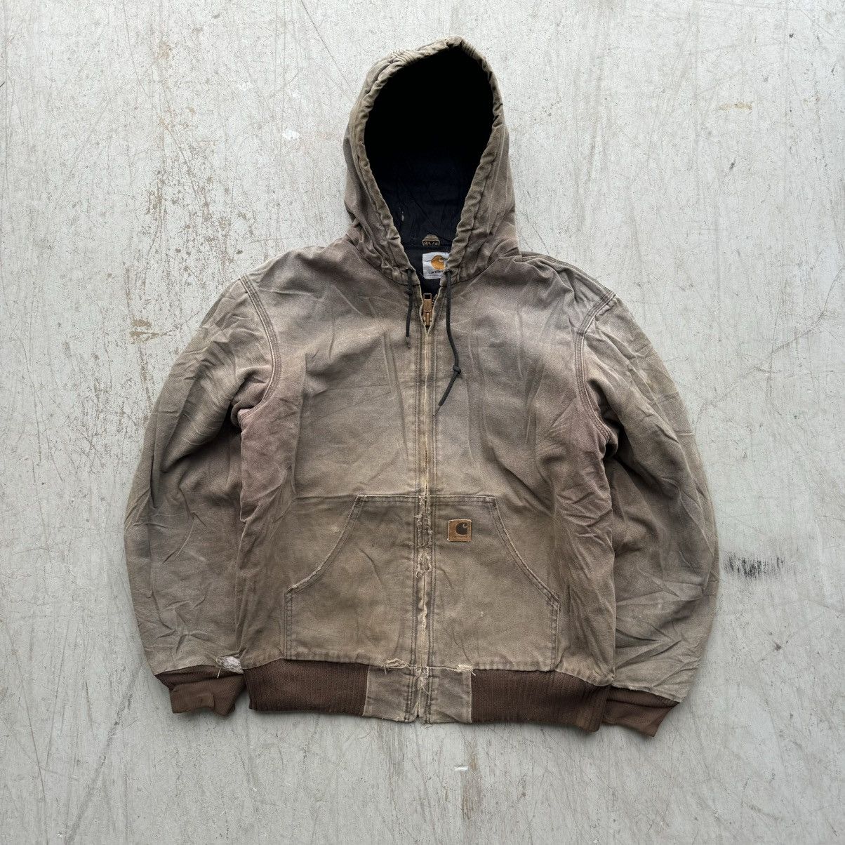 Carhartt × Vintage Vintage Carhartt Brown Faded Distressed Jacket Hooded Size US M / EU 48-50 / 2 - 1 Thumbnail