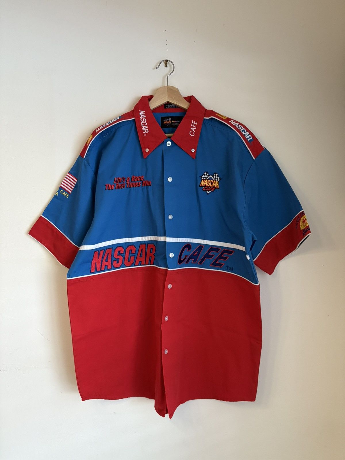 NASCAR Vintage NASCAR Cafe racing button-up in bold red/blue Size US XL / EU 56 / 4 - 2 Thumbnail