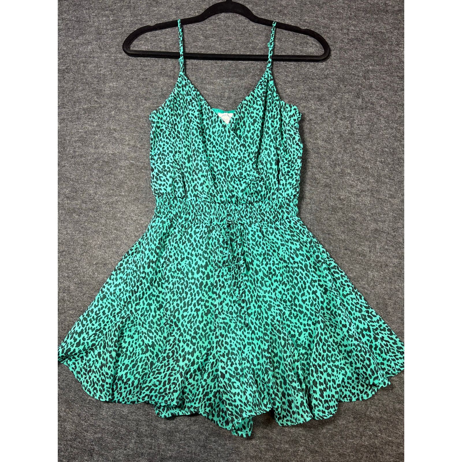 Rains Blue Rain Green Leopard Print Romper Flowy Size XS #0486 Size 24" / US 00 / IT 34 - 1 Thumbnail