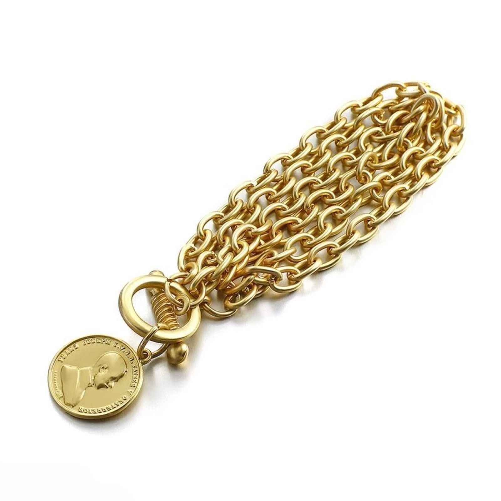 Other New Portrait Coin Multi Chain Gold Bracelet 8”. Length Size ONE SIZE - 5 Thumbnail