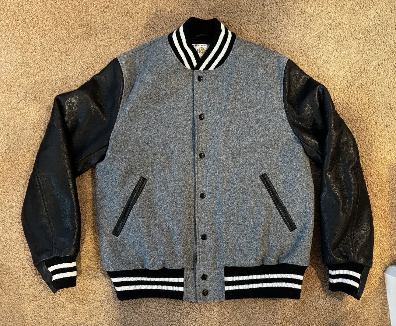 Golden Bear Black Gray Varsity Jacket XL