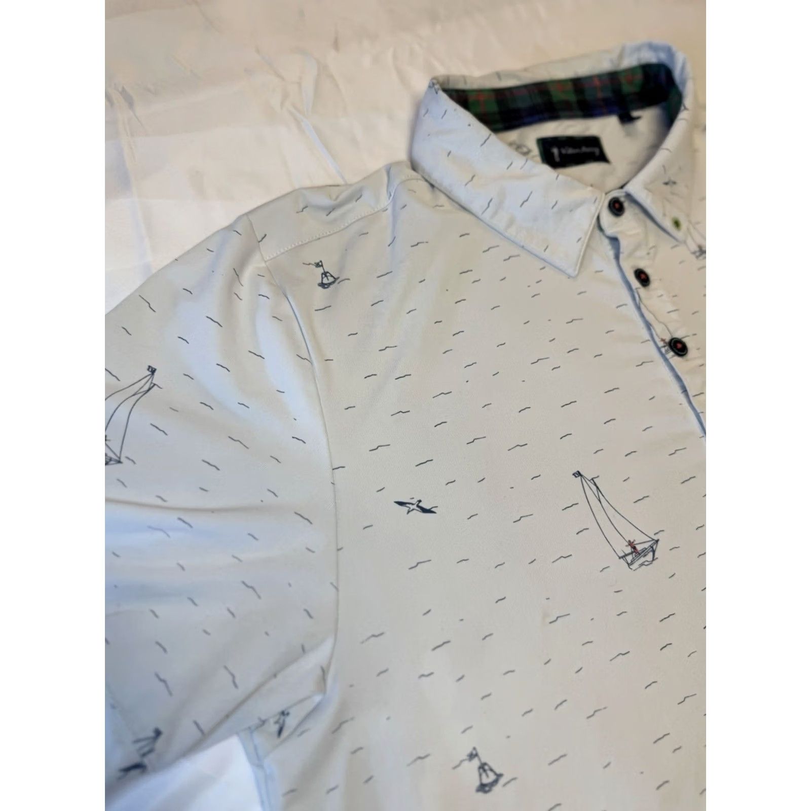 Vintage William Murray Golf Polo Shirt White Printed Sailboats Short Sleeved Mens Large Size US L / EU 52-54 / 3 - 3 Thumbnail