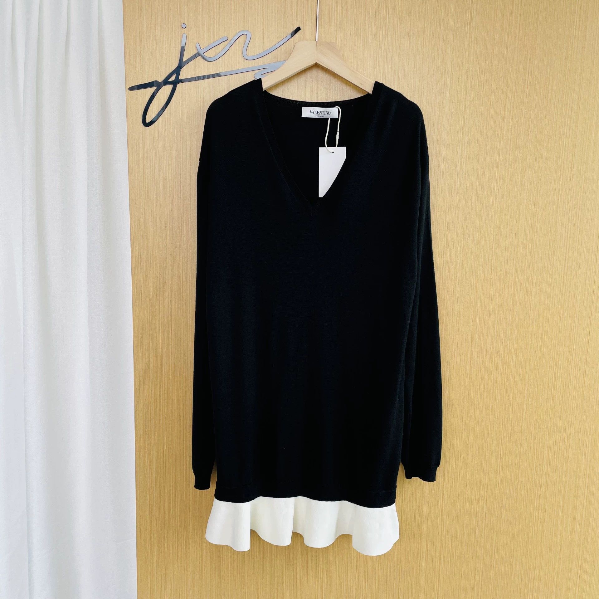 Valentino Valentino Ruffled Knit Dress Black L 99 New Size L / US 10 / IT 46 - 1 Thumbnail