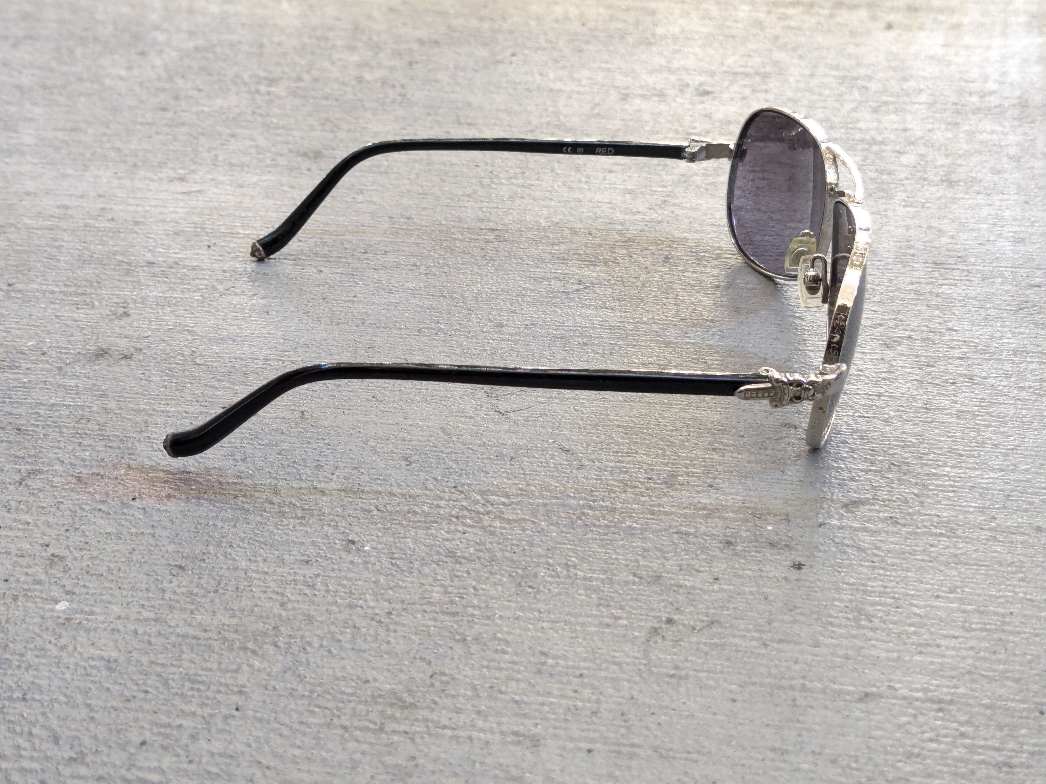 Chrome Hearts Chrome Hearts "Red" Sunglasses Black Silver Gray Aviator Size ONE SIZE - 9 Thumbnail
