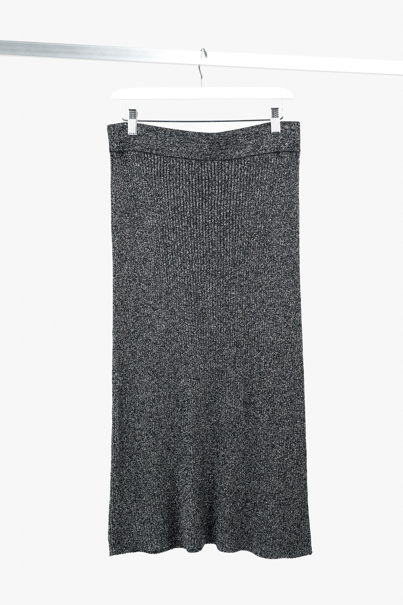 Proenza Schouler White Label Proenza Schouler White Label Black Silver Lurex Midi Skirt Size 30" / US 8 / IT 44 - 2 Thumbnail