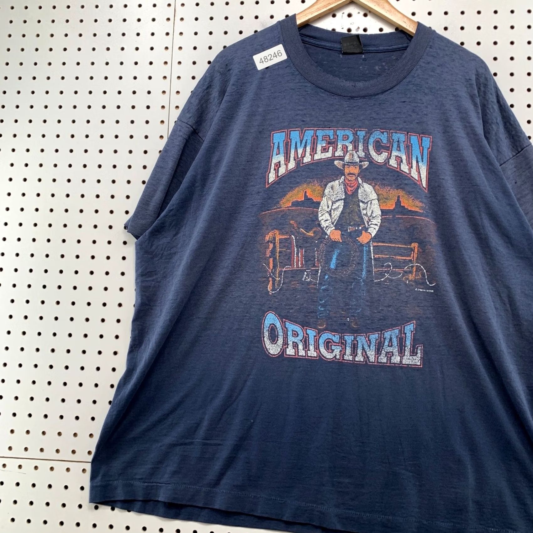 Vintage Vintage Rancher Cowboy T Shirt Mens 3XL Blue American Western Burnout Thin USA Size US XXL / EU 58 / 5 - 5 Thumbnail