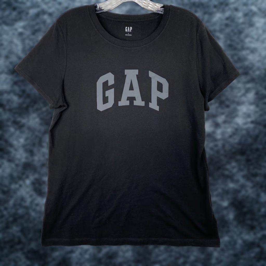 Gap GAP Shirt Womens L Black Logo Front Spellout Short Cap Sleeve Basic Retro Size L / US 10 / IT 46 - 1 Thumbnail