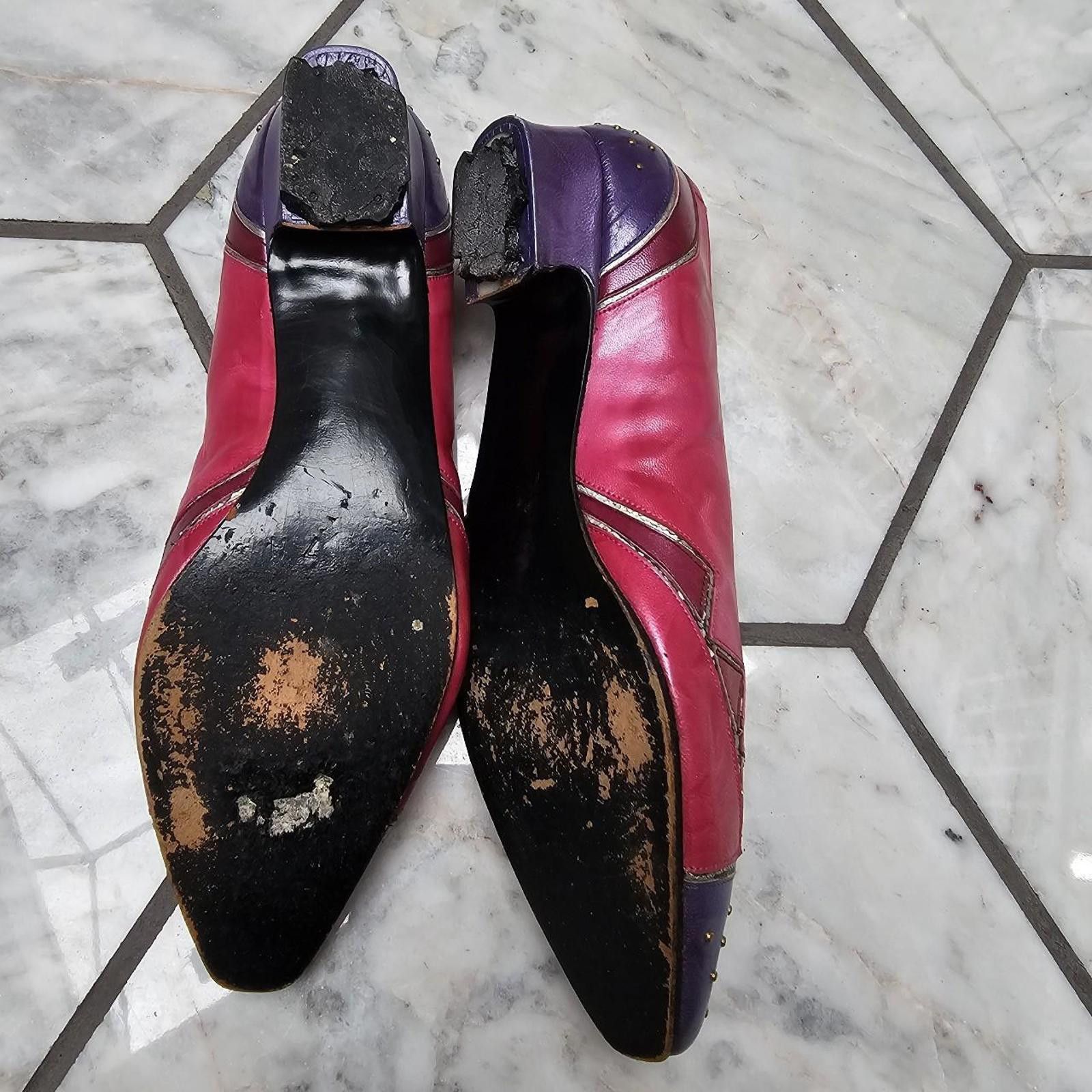 Other Pink and Purple Vintage Kitten Heels Margaret Jerrolod Size US 7 / IT 37 - 7 Thumbnail