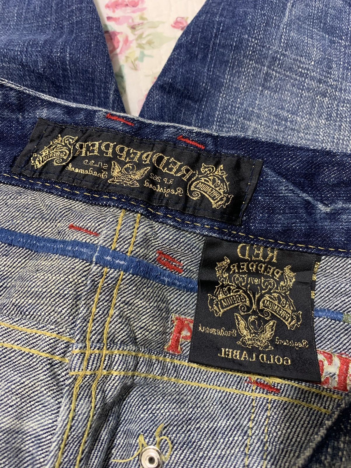 Japanese Brand Red Pepper denim pant red indian design distressed Size 31" - 9 Thumbnail