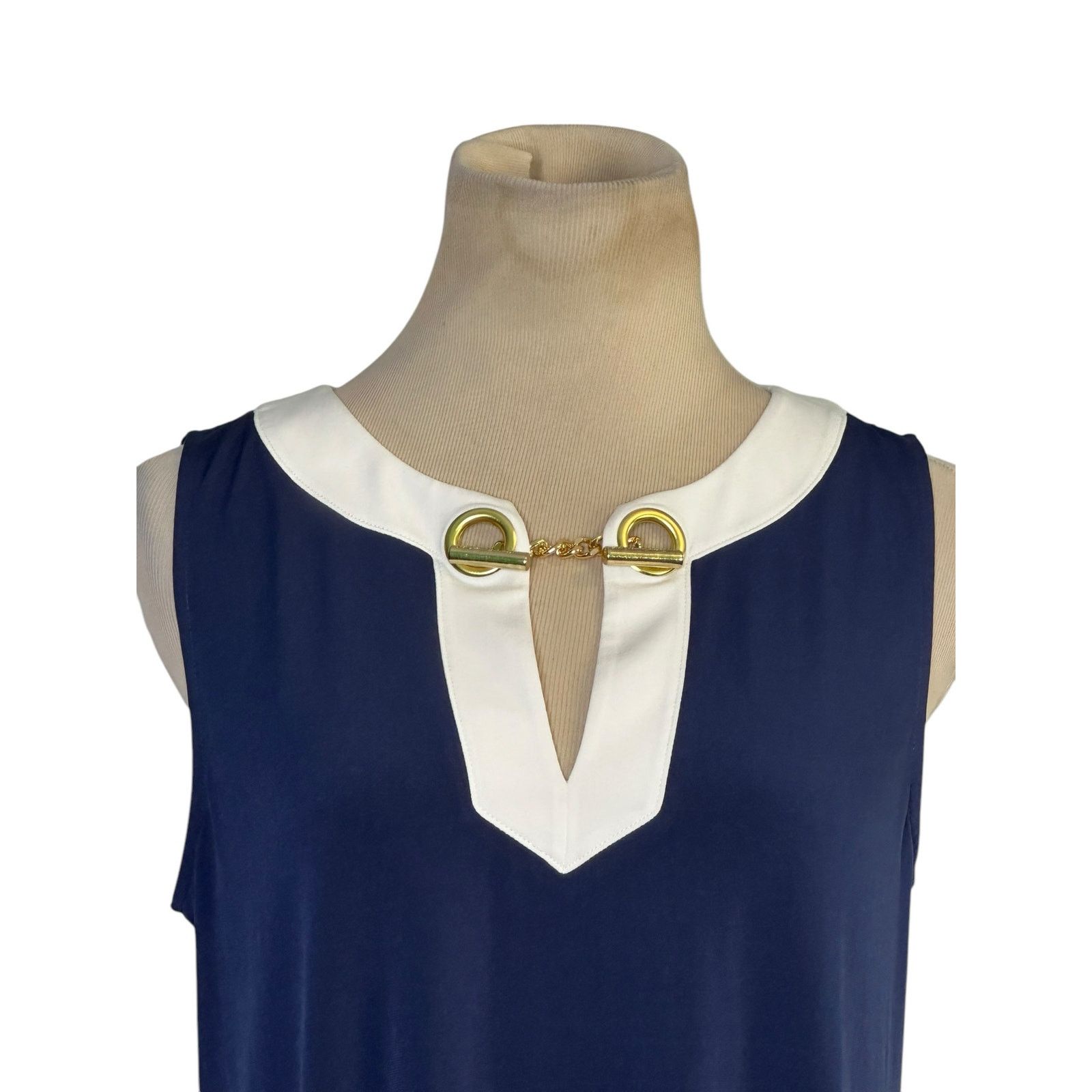 Michael Kors Michael Kors gold-tone chain collar accent dress size Medium Size M / US 6-8 / IT 42-44 - 8 Thumbnail