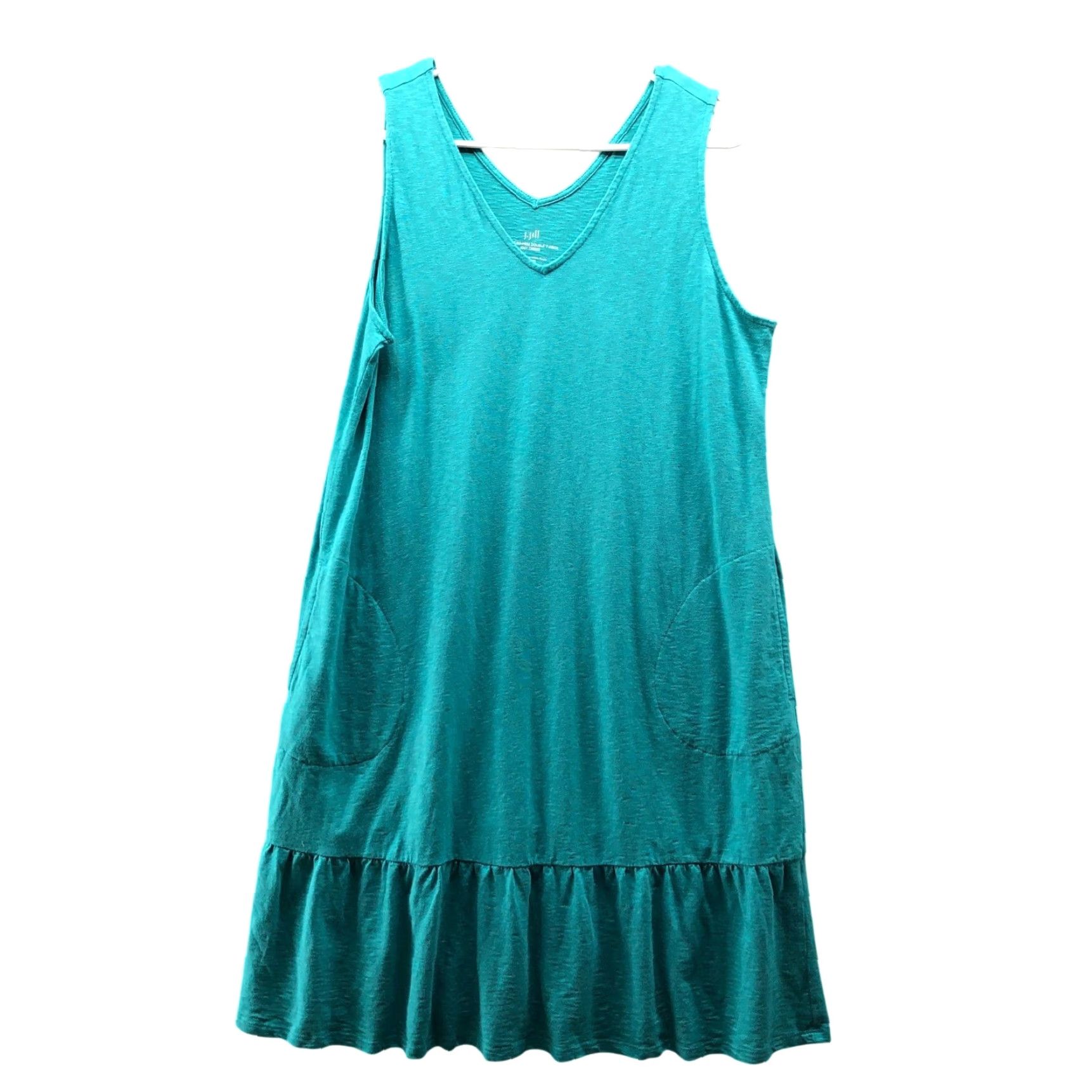J. Jill J. Jill Flounced Hem V-Neck Sleeveless Dress Womens M Teal Midi Knit Pullover Size M / US 6-8 / IT 42-44 - 2 Thumbnail