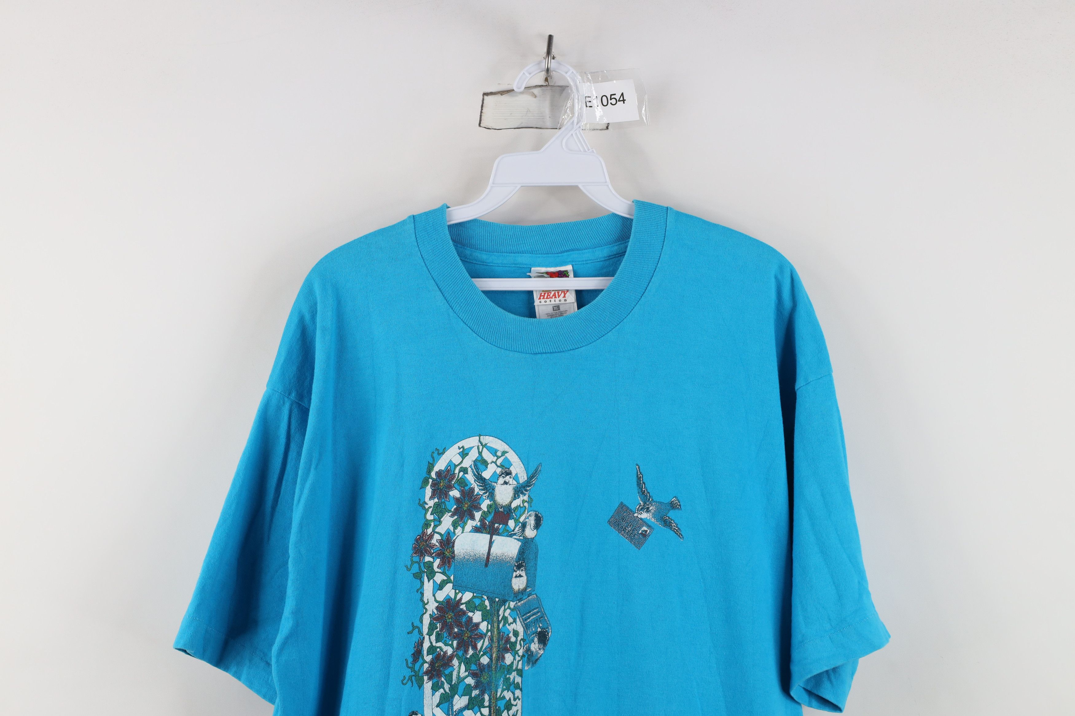 Vintage Vintage 90s Streetwear Mailbox Bird Flower T-Shirt Blue Size XL / US 12-14 / IT 48-50 - 2 Thumbnail