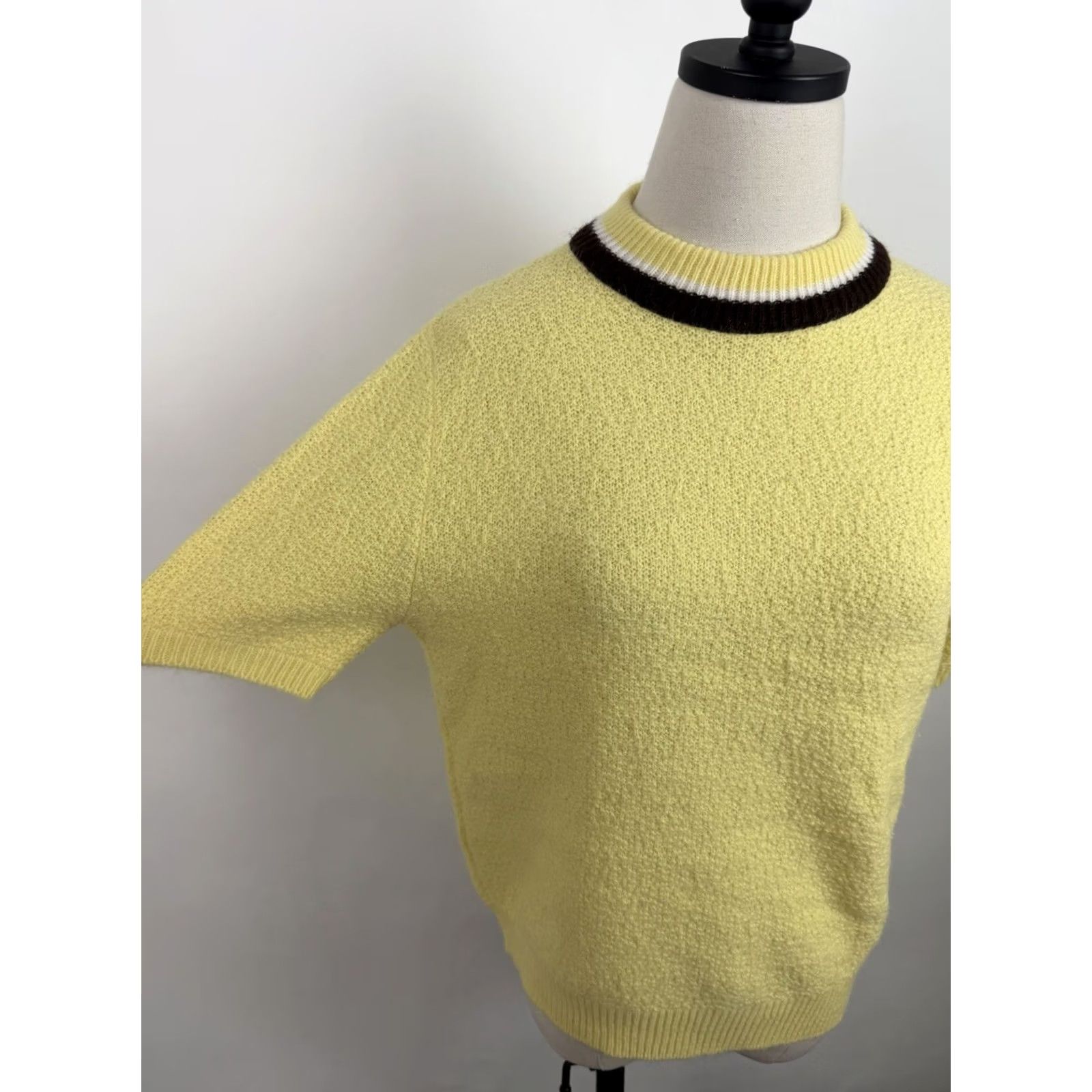 Buttero VINTAGE Penrose Sweater Womens S Mock Neck Short Sleeve Pullover Yellow 70s Retro Knit Top Size S / US 4 / IT 40 - 4 Thumbnail