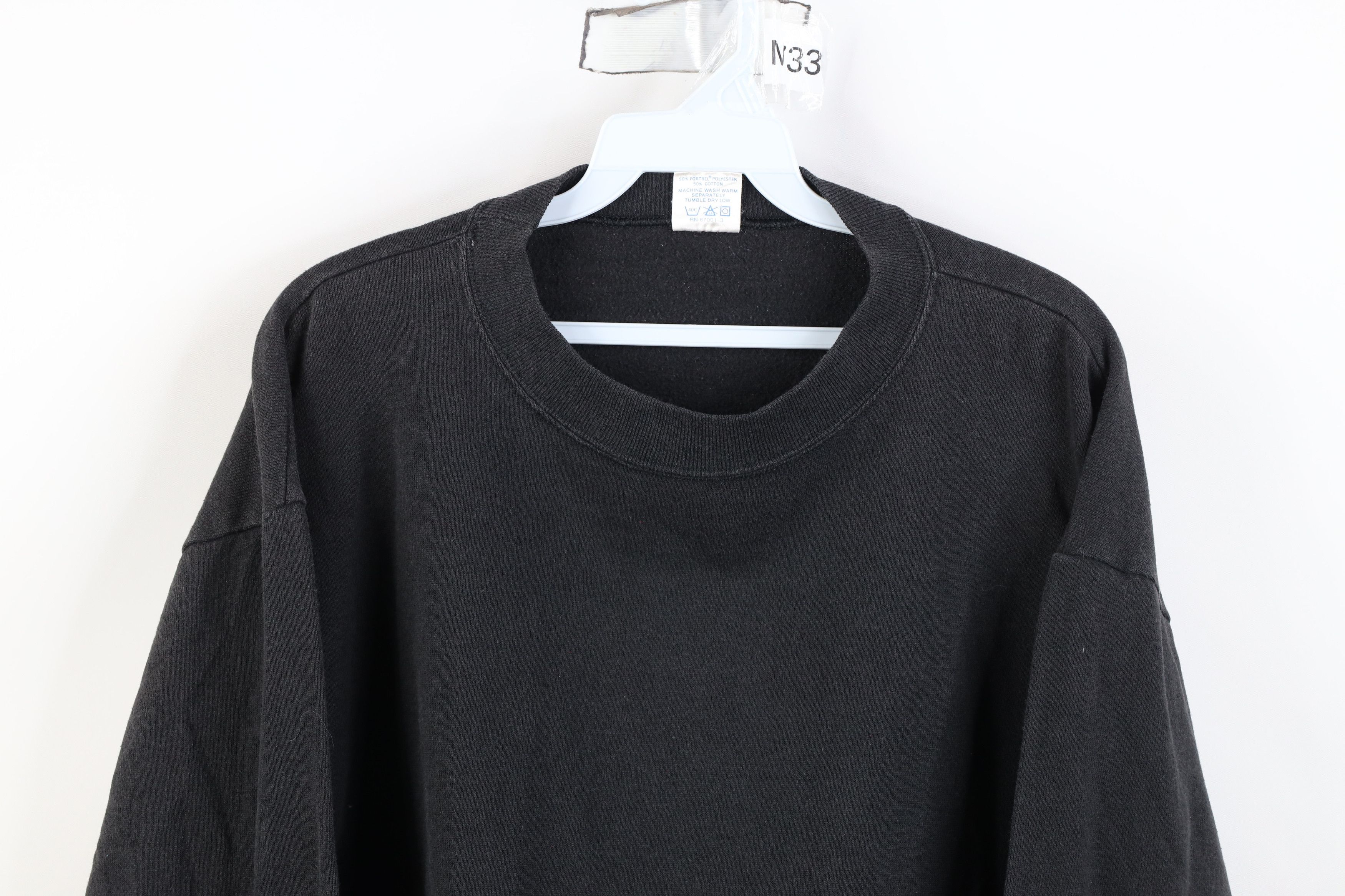 Vintage Vintage 70s Streetwear Blank Crewneck Sweatshirt Black USA Size L / US 10 / IT 46 - 2 Thumbnail