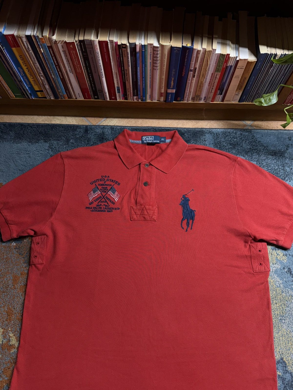Polo Ralph Lauren Vintage Polo By Ralph Lauren USA Big Logo Polo Tee Size US XL / EU 56 / 4 - 2 Thumbnail