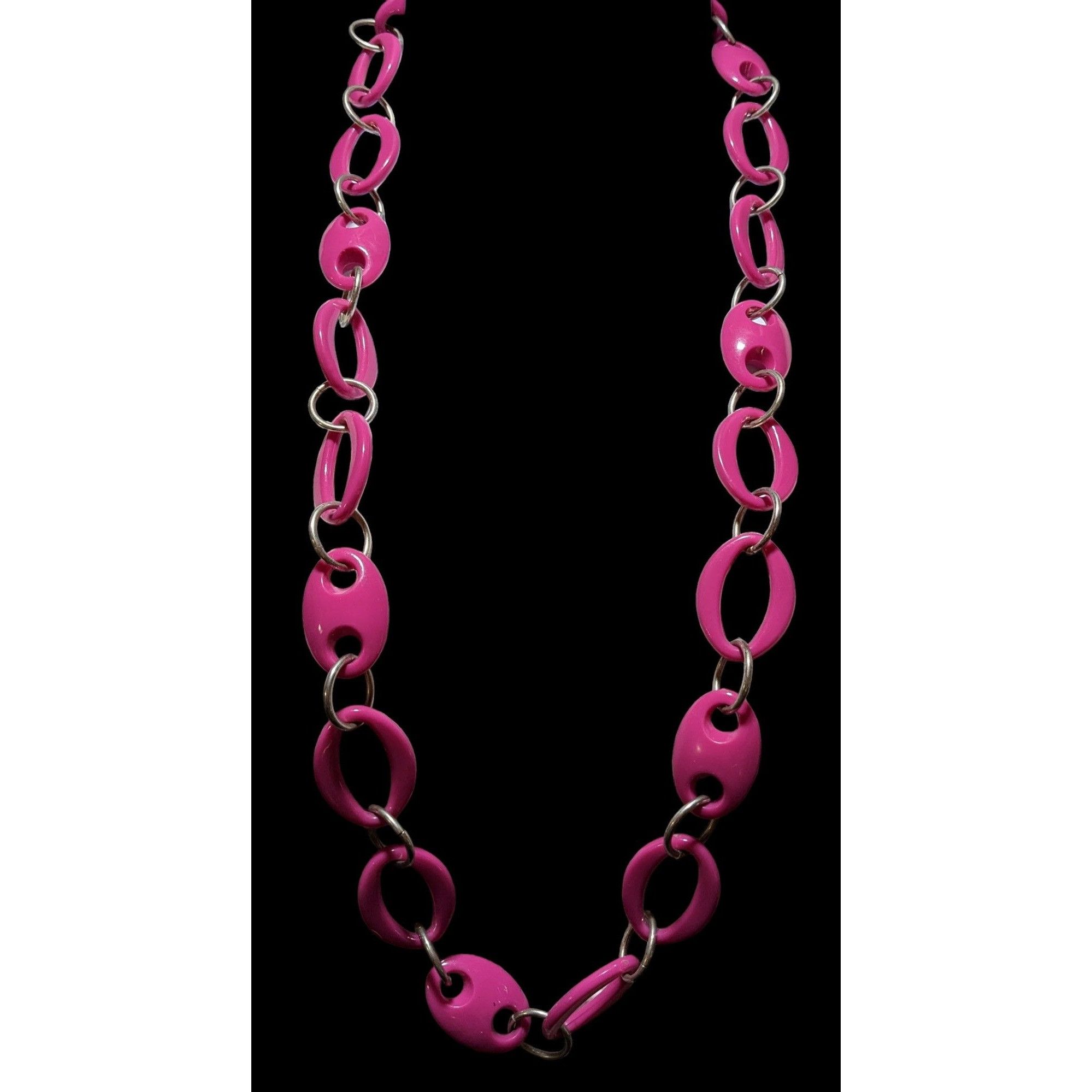 Other 80s Pink And Silver Large Link Necklace. Size ONE SIZE - 4 Thumbnail