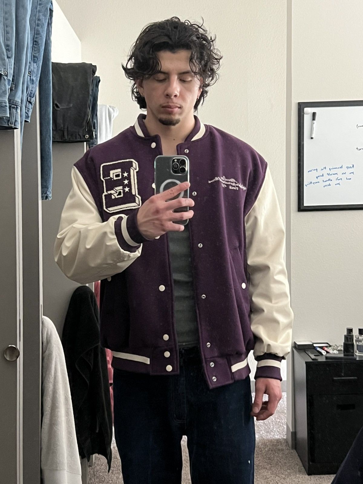 H&M H&M Purple and Cream Varsity Jacket Size US L / EU 52-54 / 3 - 6 Thumbnail