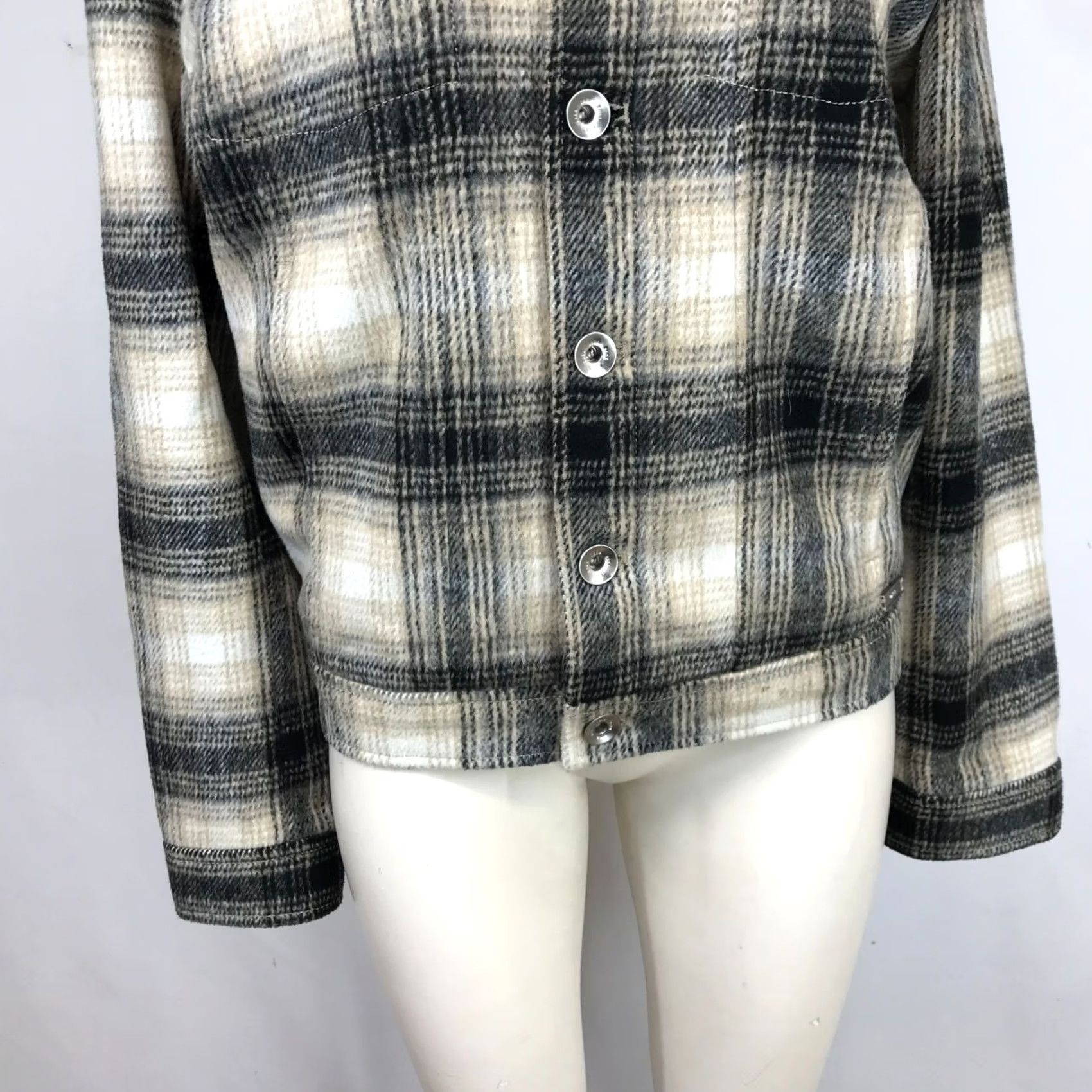 Zara ZARA WOMENS SMALL SHIRT JACKET SHACKET FLANEL BUTTON UP CROP PLAID Size S / US 4 / IT 40 - 3 Thumbnail