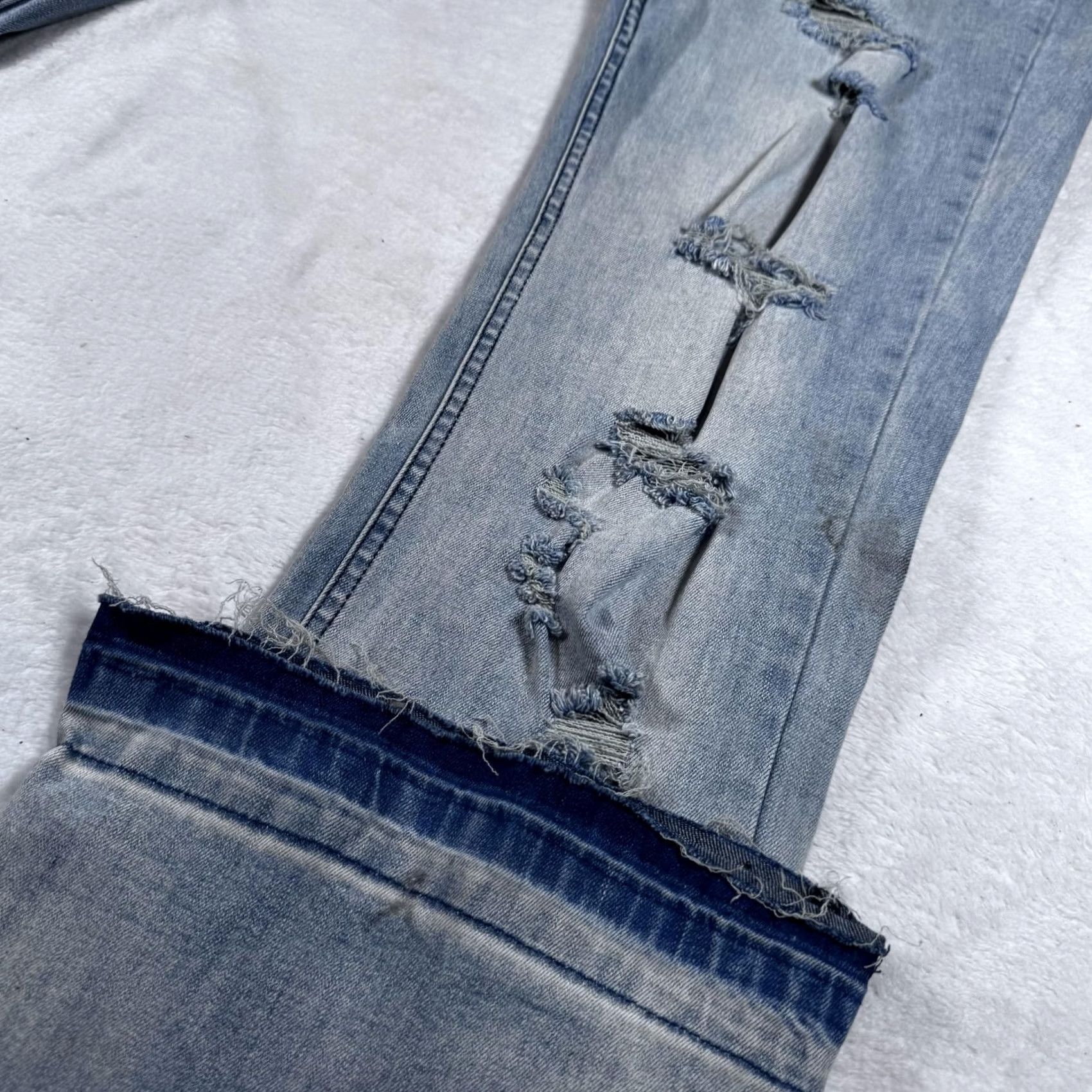 Vintage ROCKSTAR ORIGINAL Jeans Mens 42 Light Wash Flared Distressed Skelman 38 In Inseam Jeans Size US 42 / EU 58 - 3 Thumbnail