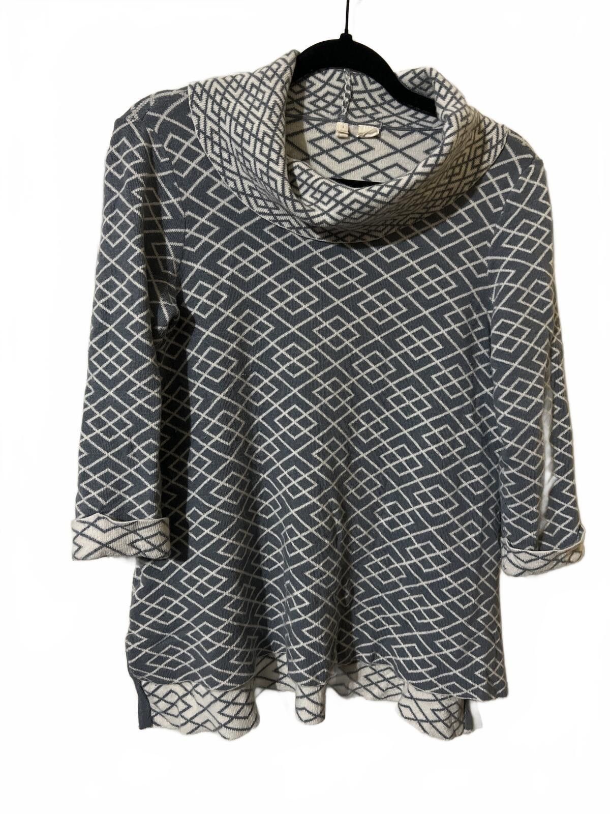 Other Moth Anthro Gray Cream Geometric Pattern Cowl Neck Sweater M Size M / US 6-8 / IT 42-44 - 2 Thumbnail