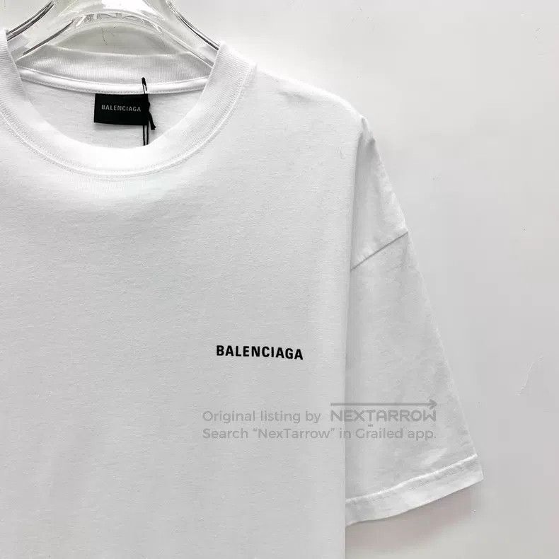 Balenciaga Balenciaga White Logo Letter Printed Cotton Round Neck Sho Size US XS / EU 42 / 0 - 3 Thumbnail