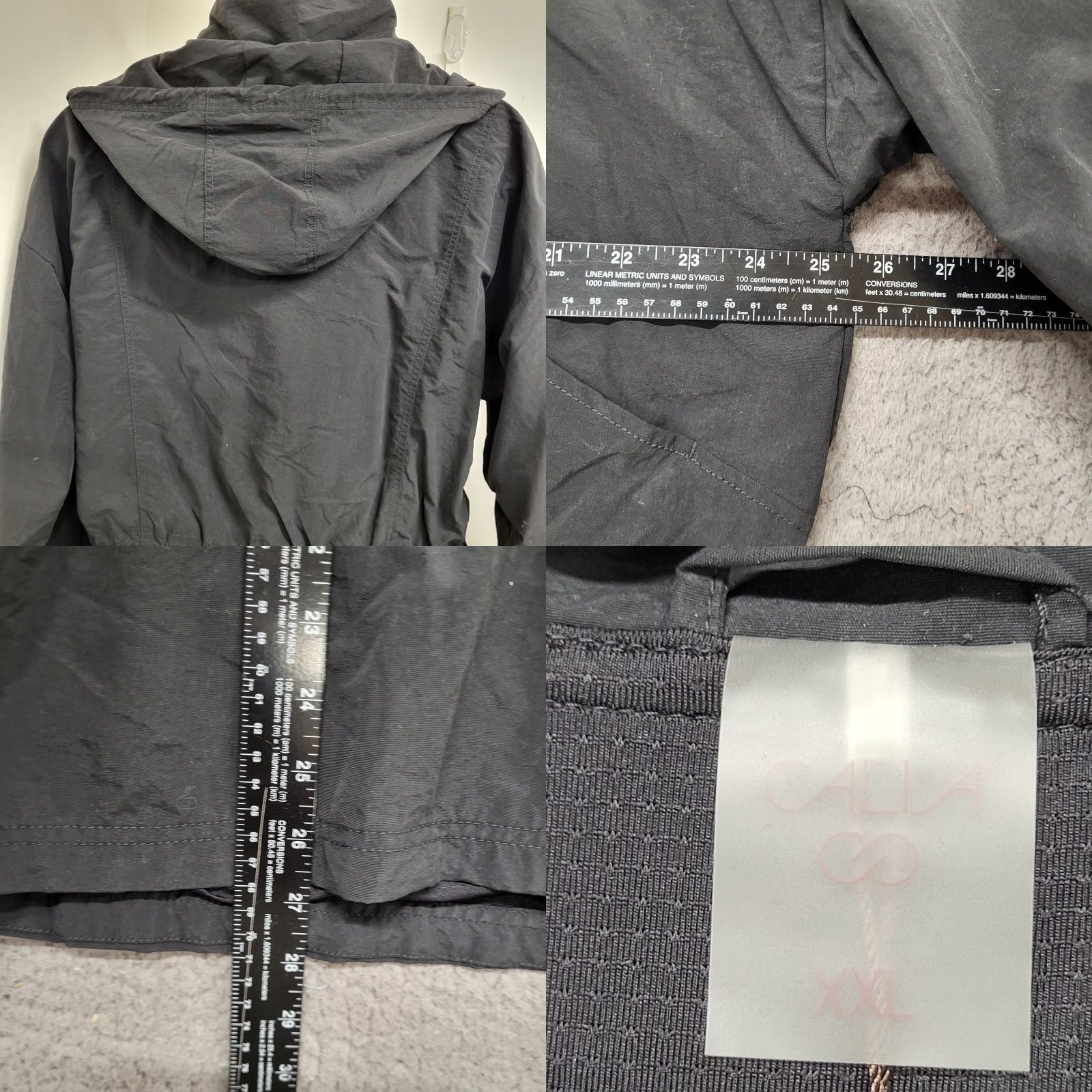 Vintage VINTAGE? No — skip. Use CALIA Hooded Windbreaker Women’s Pure Black 2XL Water Repellent Nylon Softshell Zip Pockets Logo Size XXL / US 16-18 / IT 52-54 - 8 Thumbnail