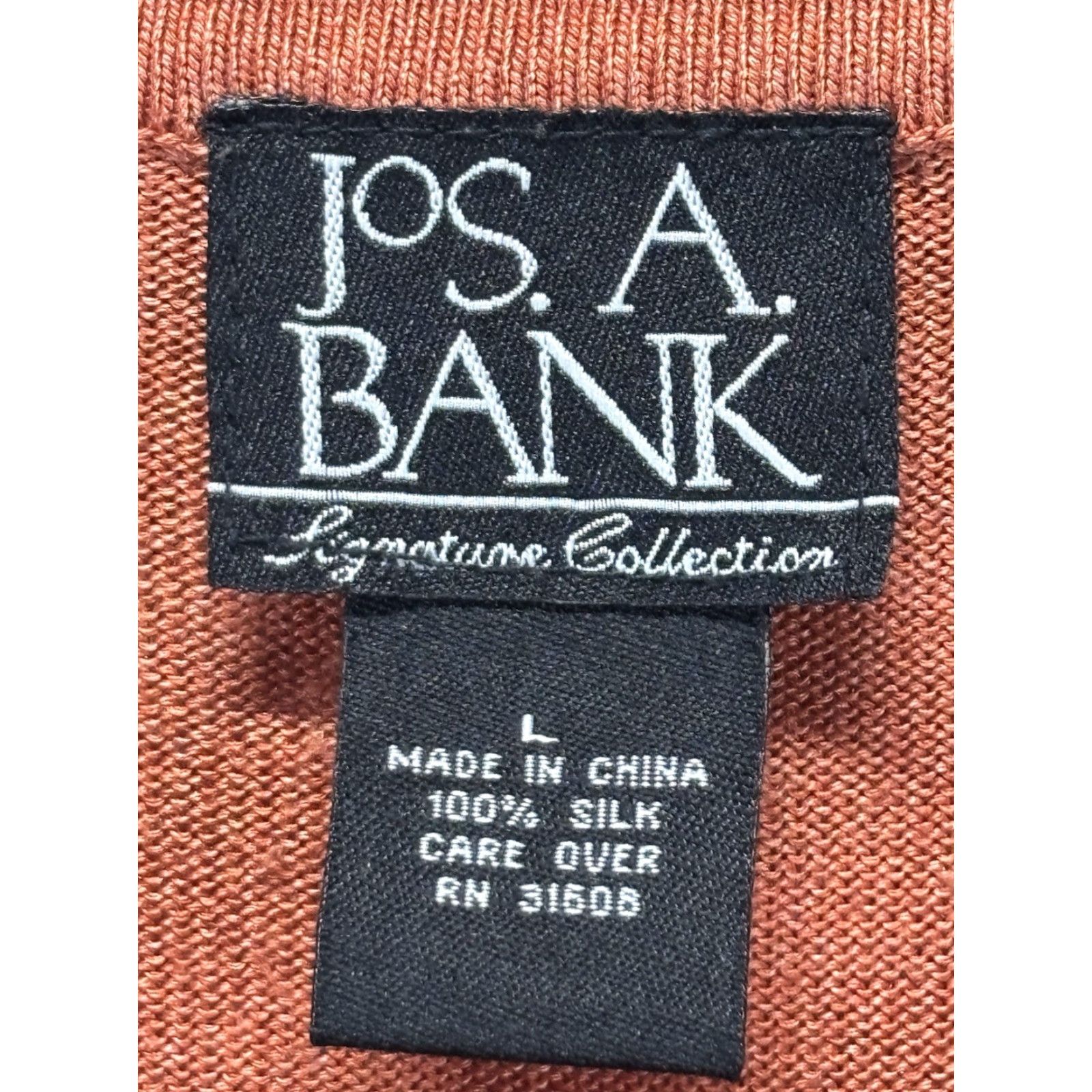 Jos. A. Bank JOS. A. BANK 100% SILK SWEATER Large Orange Collared Pullover Fine Knit Mens Size US L / EU 52-54 / 3 - 4 Thumbnail