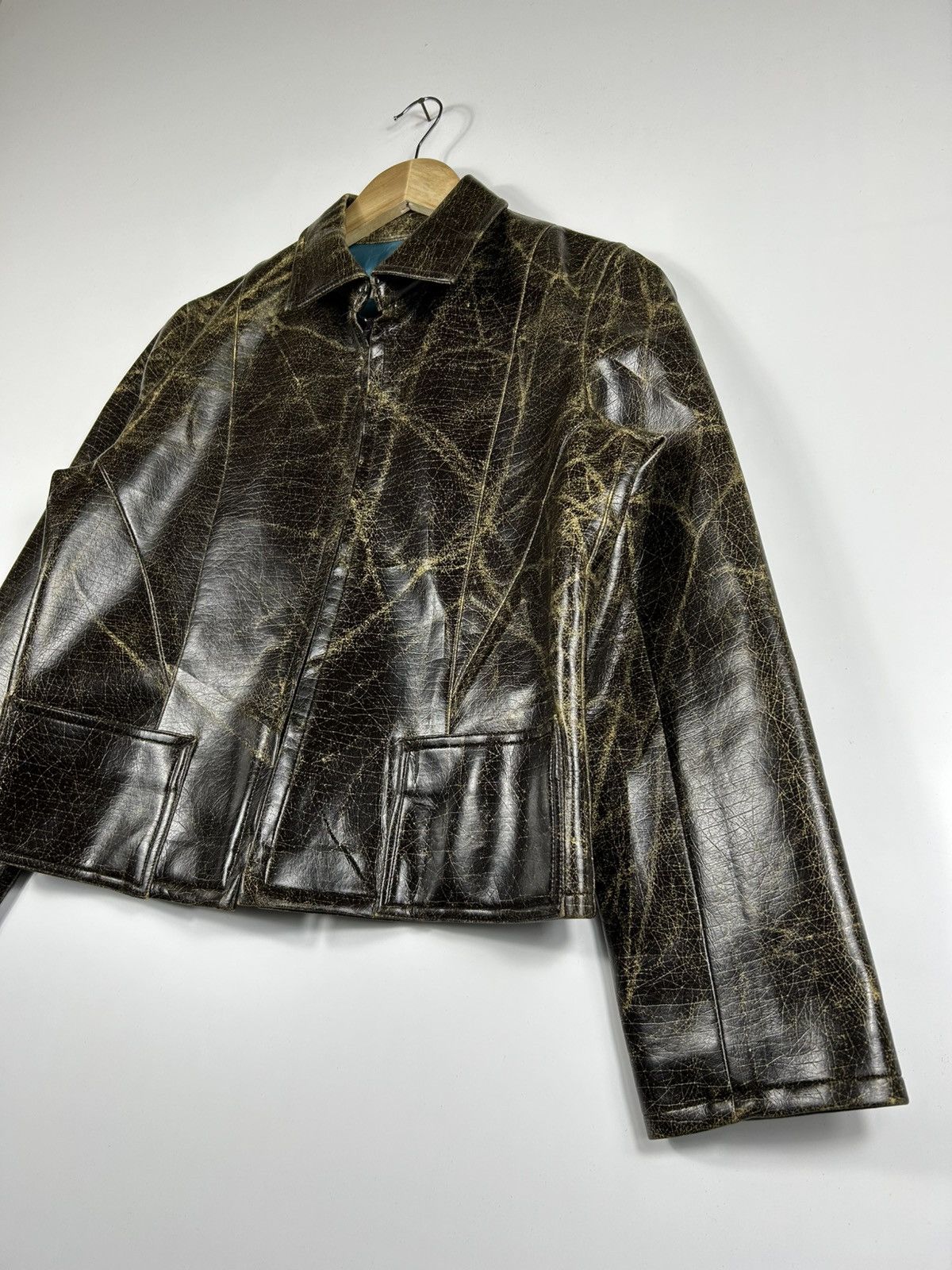 Designer × Vintage ⚡️Vintage Douceur Des Matieres Polyviny Zipper Cropped Jacket Size S / US 4 / IT 40 - 3 Thumbnail
