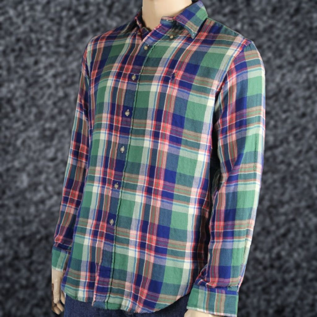 Polo Ralph Lauren POLO Ralph Lauren Large L Green Blue Red Flannel Classic Dress Shirt NWT Size 42R - 1 Preview