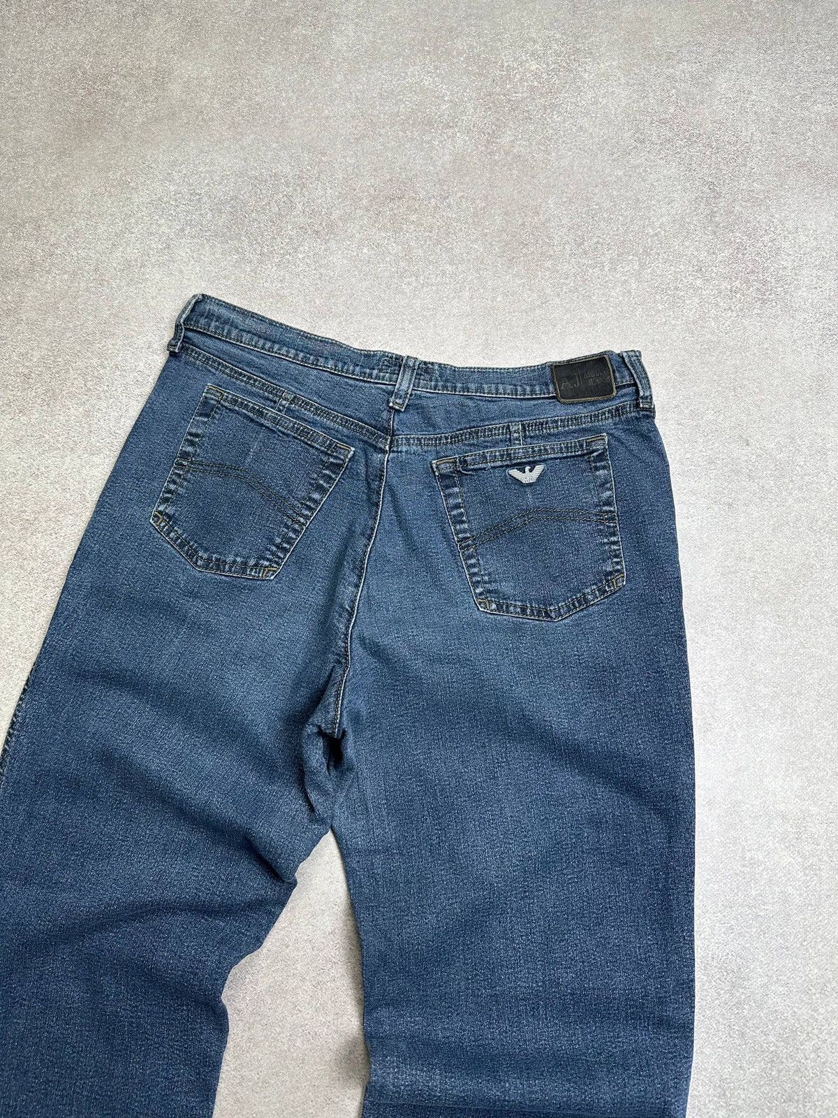 Armani Vintage Armani Metal Logo Baggy Relaxed Jeans Pants 33 Size US 33 - 2 Thumbnail