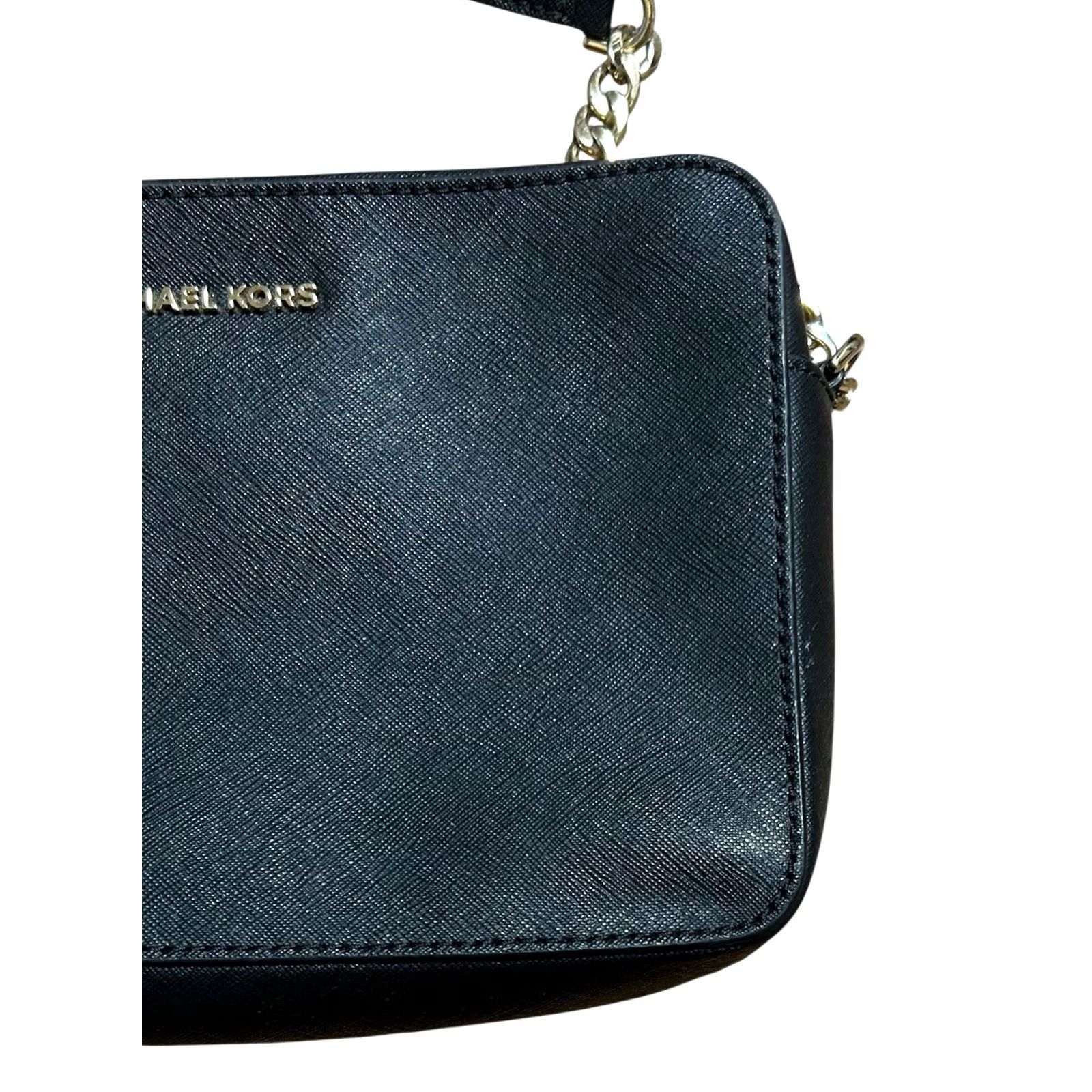 Vintage Michael Kors Jet Set East West Black Saffiano Leather Crossbody Handbag Women's Size ONE SIZE - 4 Thumbnail