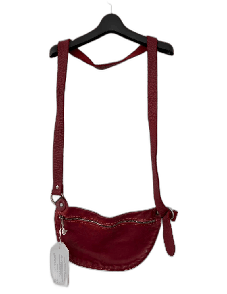 Guidi 24Aw Red Leather Crossbody Bag, Men's