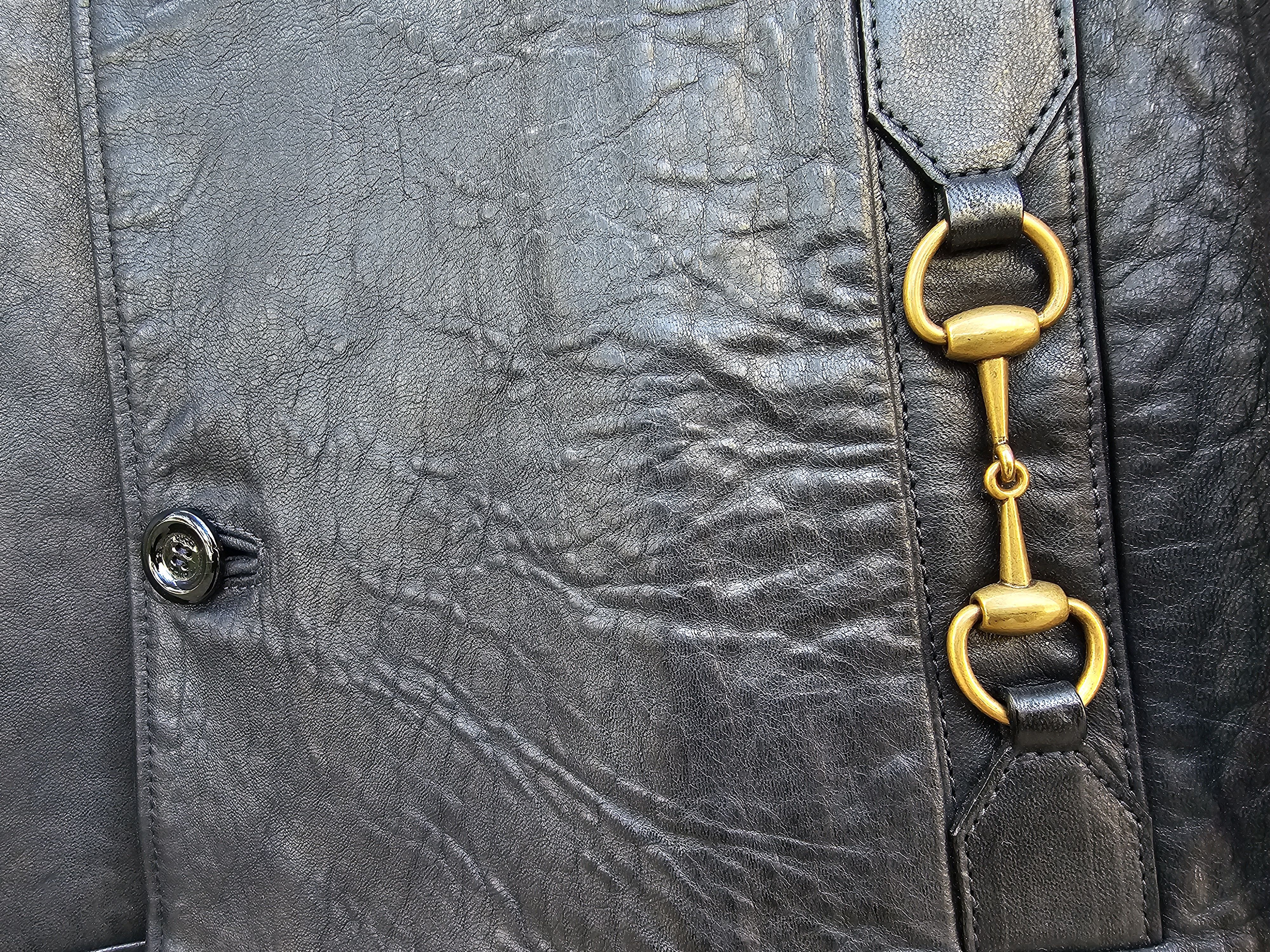 Gucci $3450 GUCCI Black Horsebit Lambskin Leather Men's Jacket Size US S / EU 44-46 / 1 - 11 Thumbnail