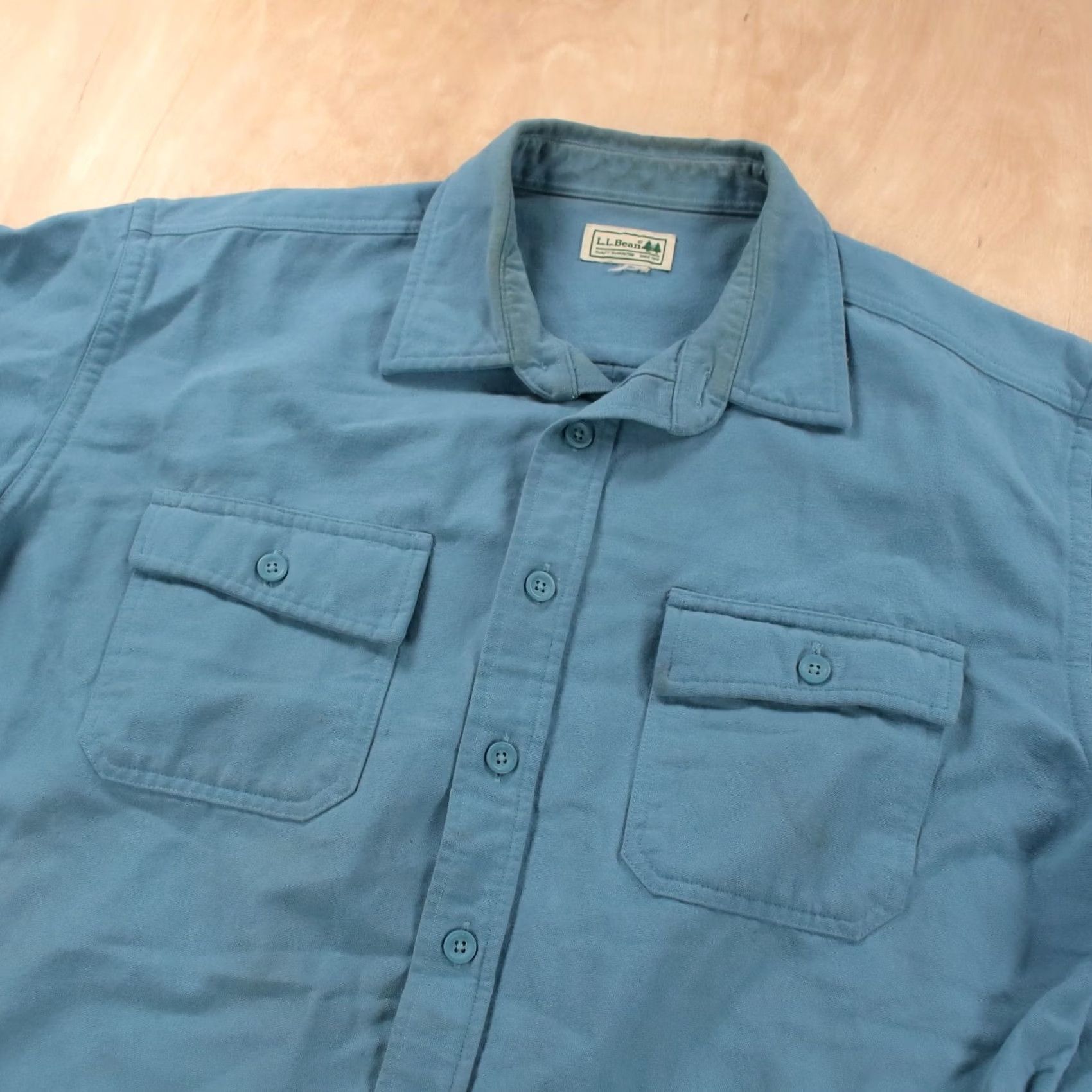 Vintage VINTAGE LL BEAN men's flannel shirt XL blue chamois camp faded distressed Size US XL / EU 56 / 4 - 2 Thumbnail