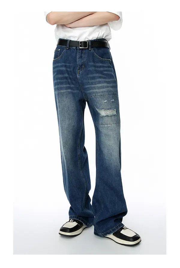 Japanese Brand Mibuki x Miki Vintage patch ripped loose straight jeans Size US 32 / EU 48 - 4 Thumbnail