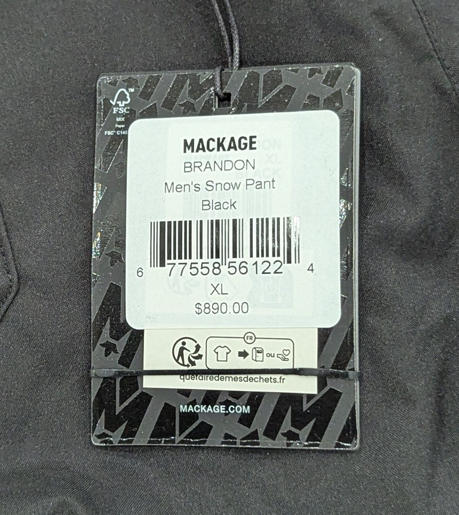 Mackage Mens Mackage "Brandon" Ski Pants Black XL Size US 36 / EU 52 - 10 Thumbnail