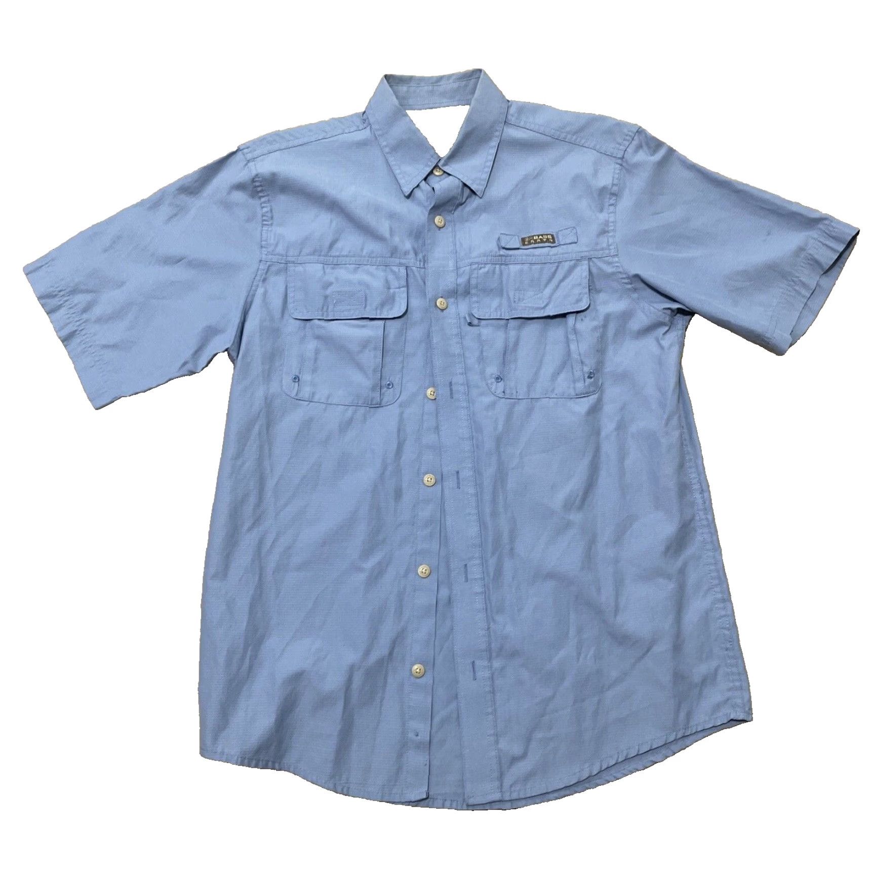 Vintage G.H. Bass & Co. Hiking Shirt Mens S Light Blue Check Ripstop Button-Up Short Sleeve Casual Workwear Size US S / EU 44-46 / 1 - 4 Thumbnail