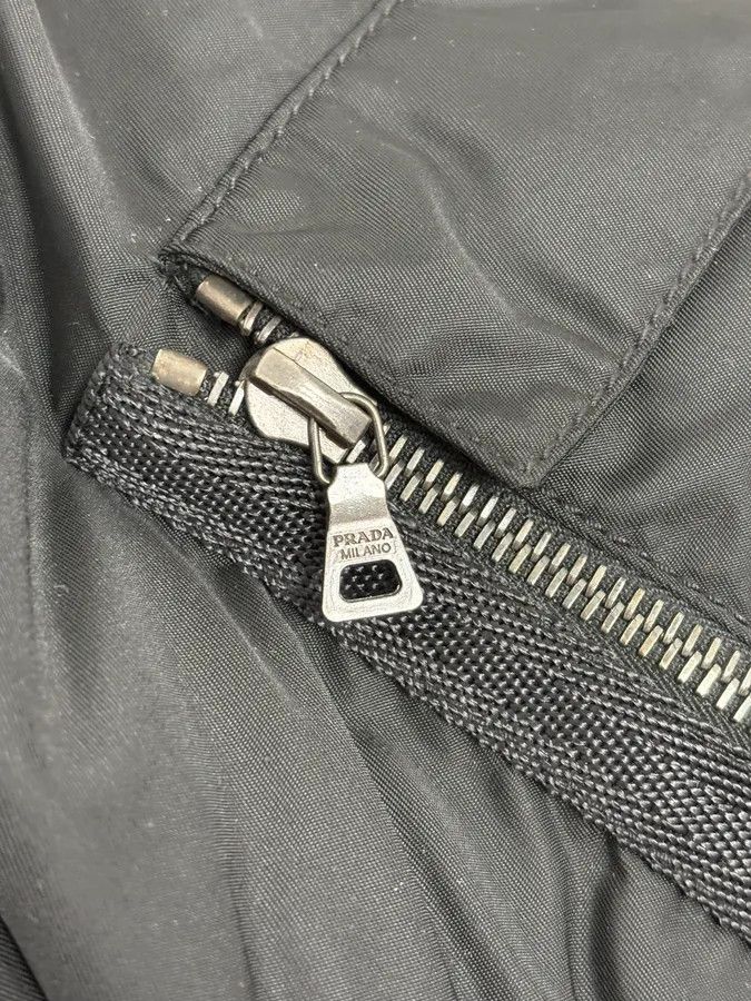 Prada 2000s Prada Black Classy Detachable Collar Nylon Bomber Jacket Size US M / EU 48-50 / 2 - 9 Thumbnail