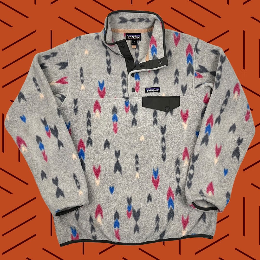 Patagonia Patagonia Synchilla Snap T Fleece Pullover Womens M Gray Wish Tails Big Hiking Shirt Pullover Mens Womens Boys Girls Size M / US 6-8 / IT 42-44 - 1 Thumbnail