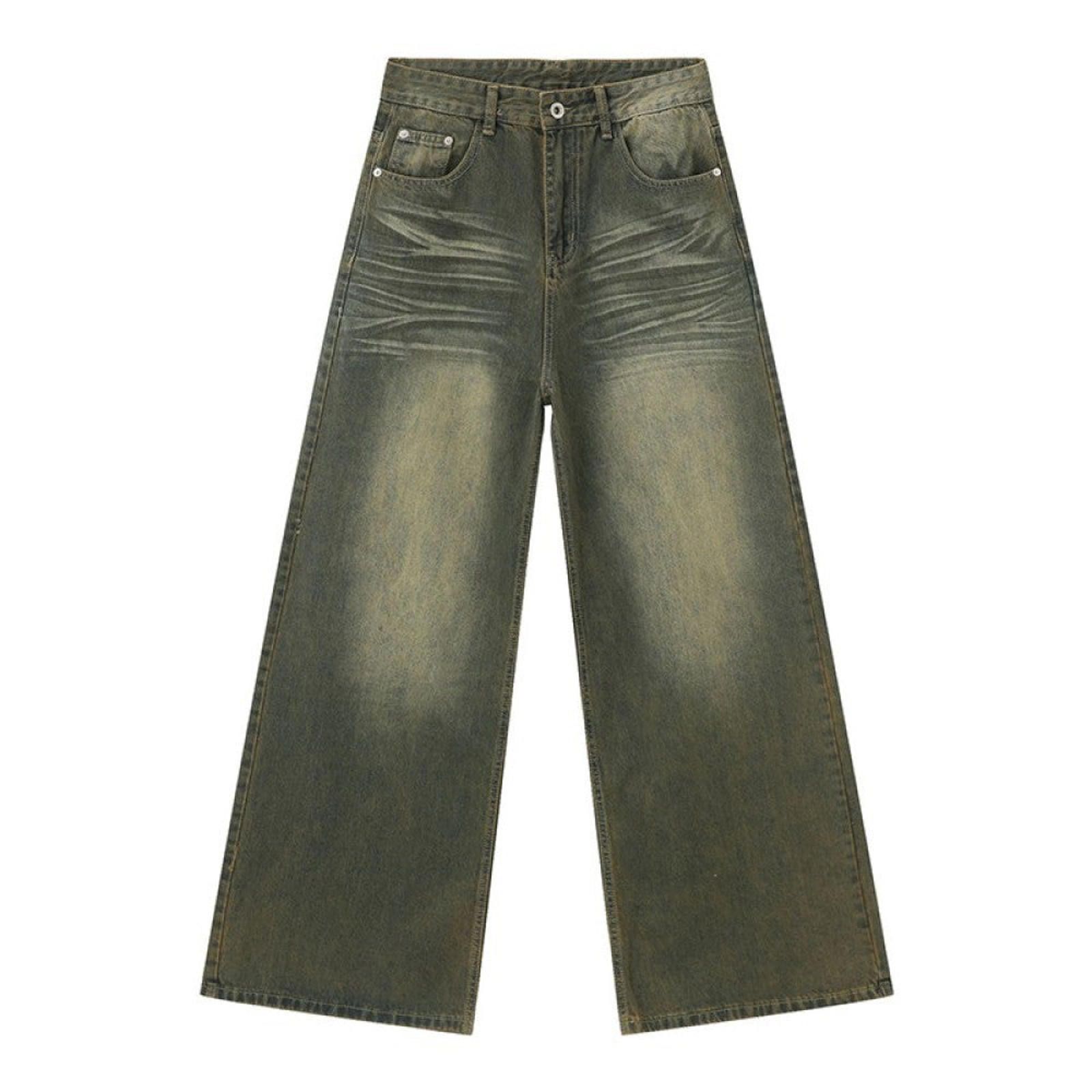 Other Olive Green Whiskered Wide Leg Jeans Size US 32 / EU 48 - 3 Thumbnail
