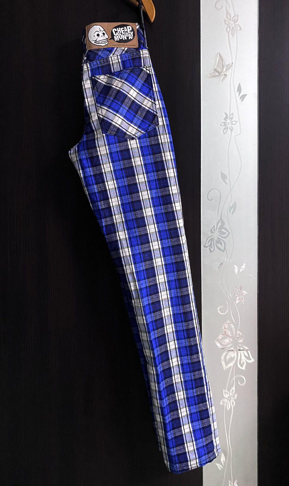 Cheap Monday Cheap Monday Tight Blue Check Plaid Chino Pants Trousers Size 29" - 4 Thumbnail