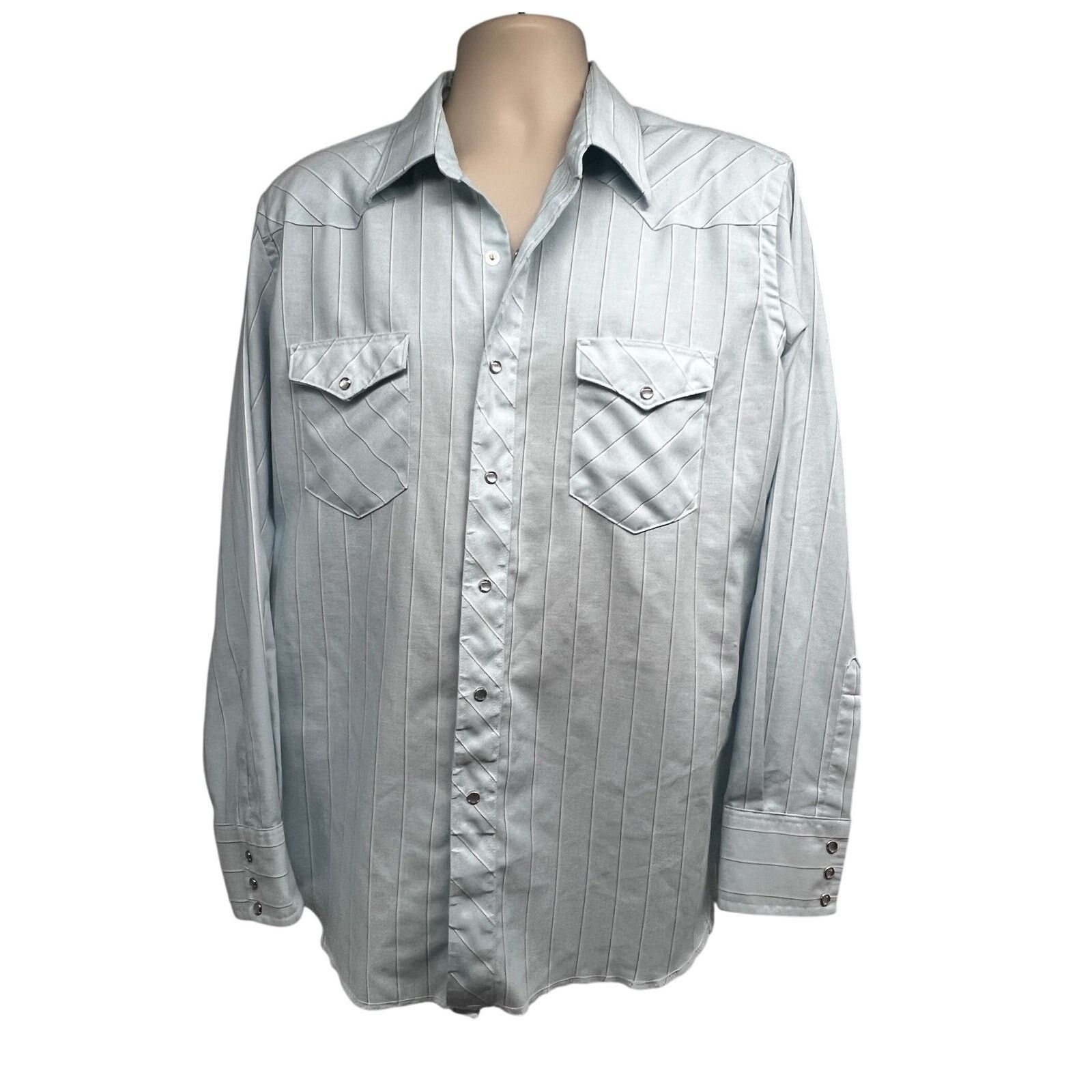 Wrangler Wrangler American Cowboy Blue Plaid Pearl Snap Shirt XL Size US XL / EU 56 / 4 - 1 Thumbnail