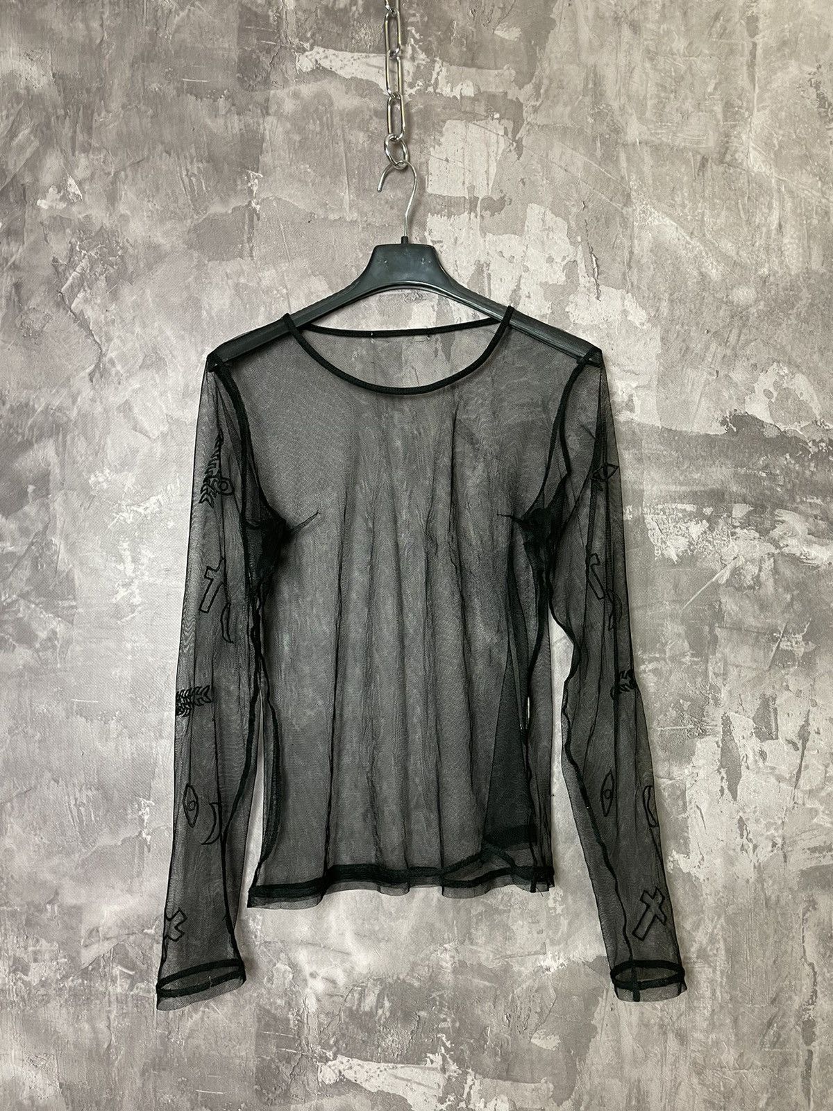 Vintage vintage y2k Fang Tribal Goth Mesh Sheer Long-Sleeve womens m Size ONE SIZE - 1 Thumbnail