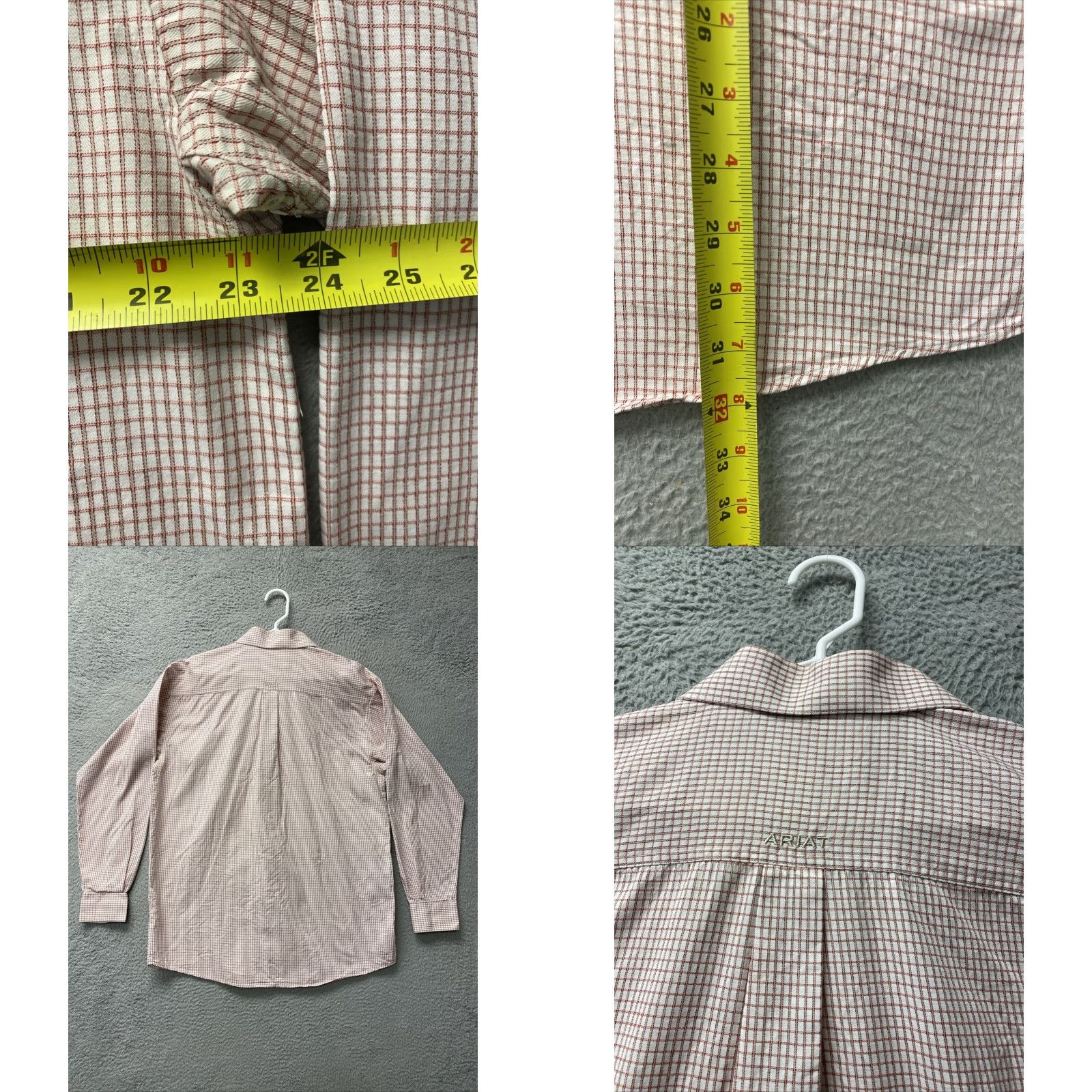 Ariat Ariat Dress Shirt Mens XLT Blue Check Button Up / 118-52 Size 46R - 8 Thumbnail