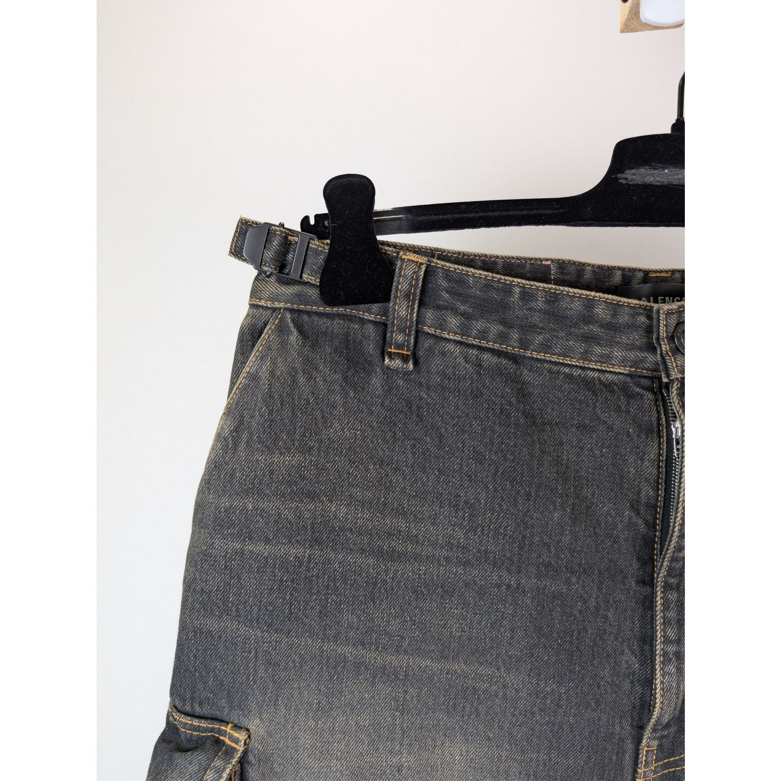 Balenciaga o1rshd1 Cargo Denim Trousers Pants in Washed Black Size US 34 / EU 50 - 6 Thumbnail