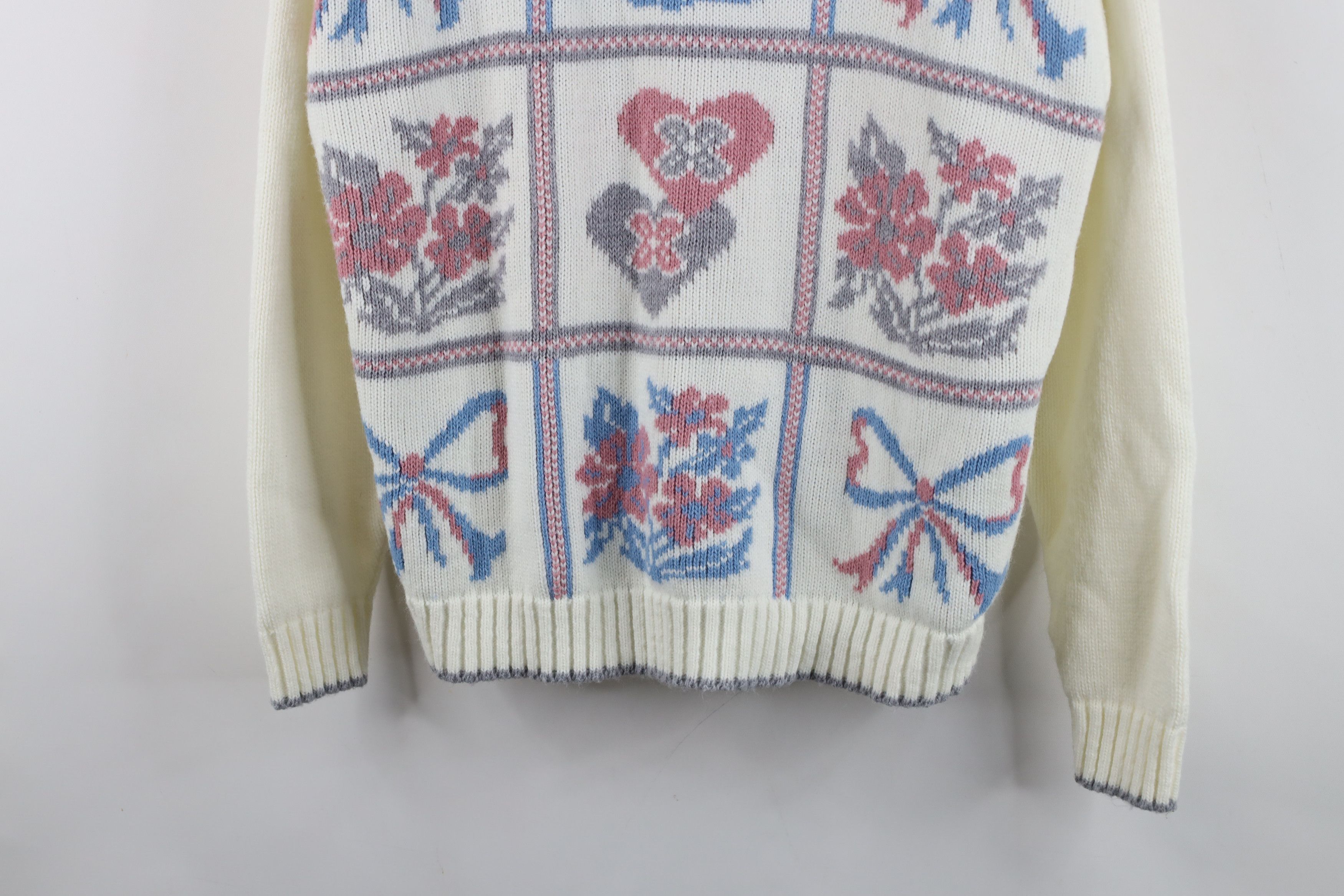 Vintage Vintage 90s Cottagecore Flower Knit Collared Sweater USA Size L / US 10 / IT 46 - 3 Thumbnail