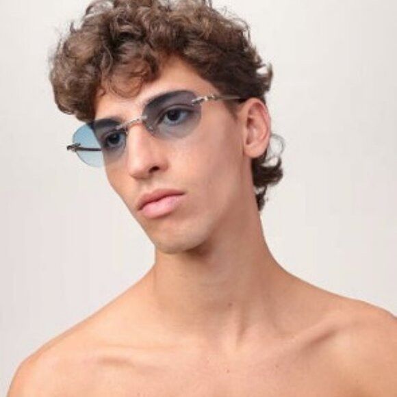 Palm Angels Palm Angels PERI10H CRYSTAL 7622 Sunglasses Gold Oval Frame Size ONE SIZE - 2 Thumbnail