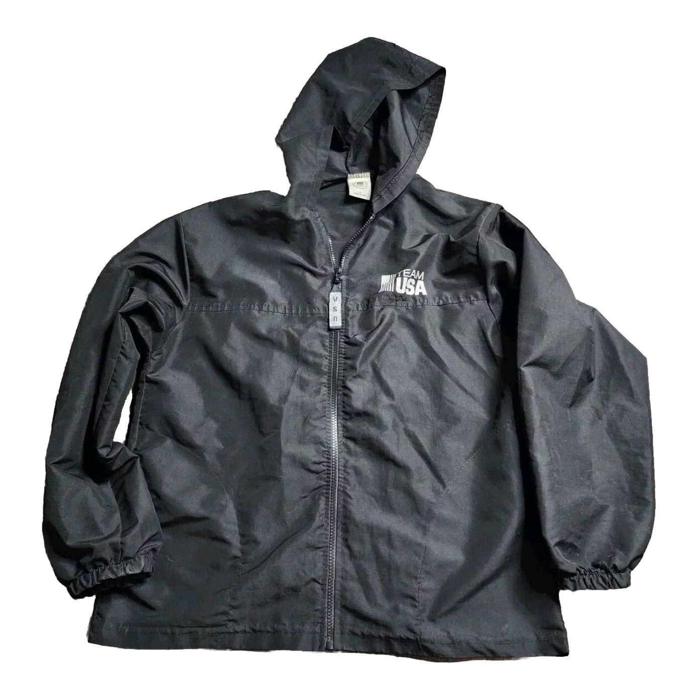 Vintage VINTAGE US Olympic Committee Team USA Windbreaker Hooded Jacket Mens M Black Pockets Zip up Distressed Size US M / EU 48-50 / 2 - 2 Thumbnail