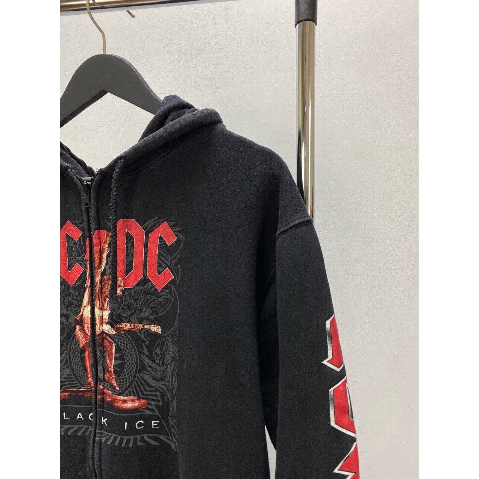 AC/DC × Vintage AC/DC Black Ice 2000s Zip Up Hoodie Promo Album Faded XL Size US XL / EU 56 / 4 - 4 Thumbnail